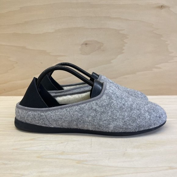 mahabis Men’s Grey Wool Slip-On Slippers Mahabis Classic Slipper Wool Slip On Removable Insole Grey  main image 4